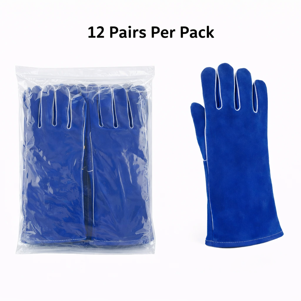 Premium Cowhide Leather Welding Gloves, Straight Cut, Enhanced Durability, Pkg Qty 12