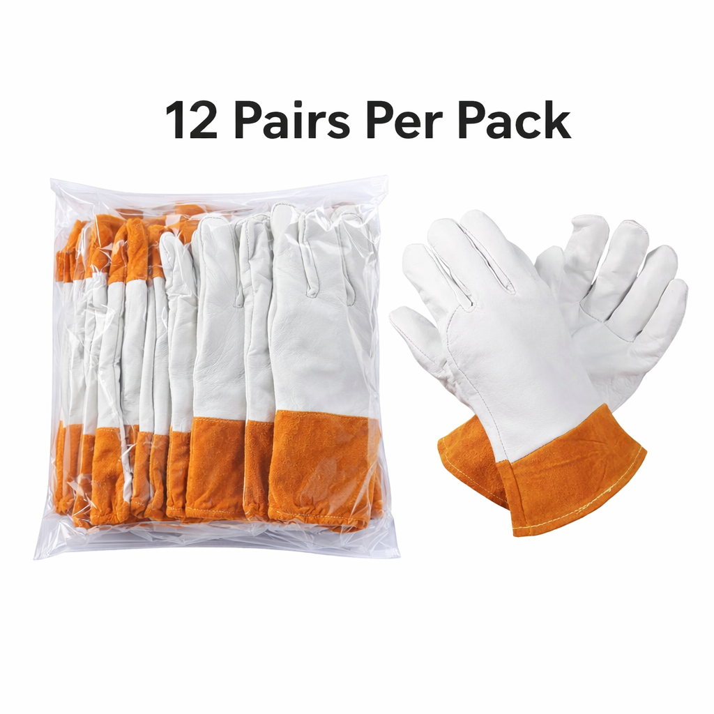 Soft Cowhide Leather Welding Gloves, Straight Cut, Premium Heat Resistance, Pkg Qty 12