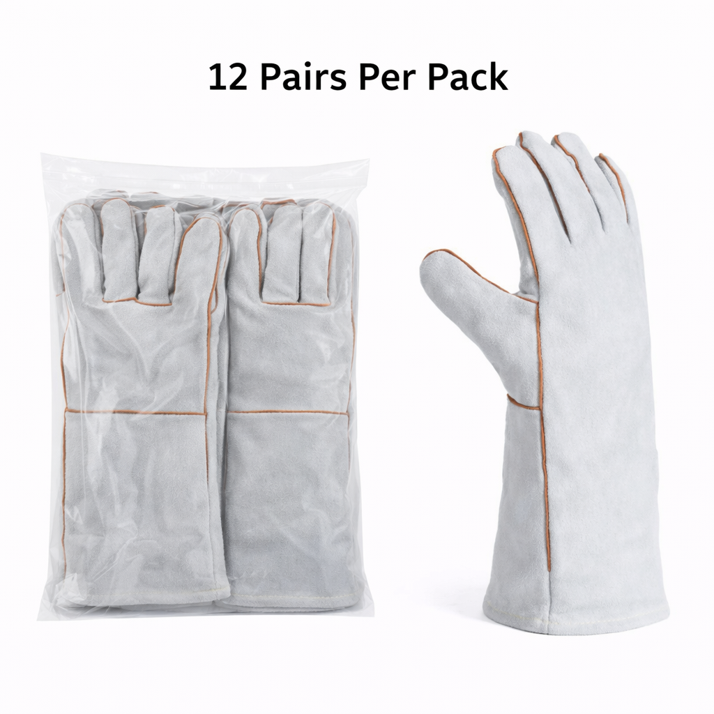 Split Cowhide Welding Gloves, Heat And Flame Resistant, 13.4in Length, Pkg Qty 12