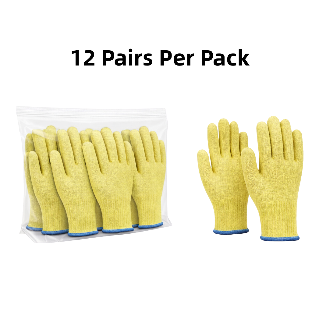 Knit Cut Resistant Work Gloves, Aramid, A5 Cut Level, 7ga, Yellow, Pkg Qty 12