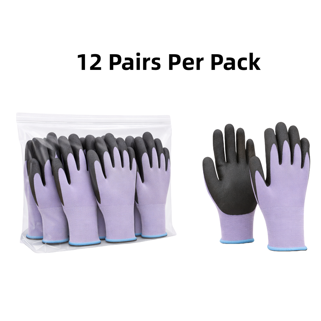 Knit Cut Resistant Work Gloves, Nitrile Coated, Nylon, A3 Cut Level, 18ga, Purple, Pkg Qty 12