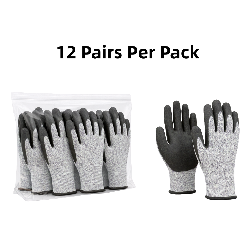 Knit Cut Resistant Work Gloves, Nitrile Coated, HPPE, A6 Cut Level, 18ga, Gray, Pkg Qty 12