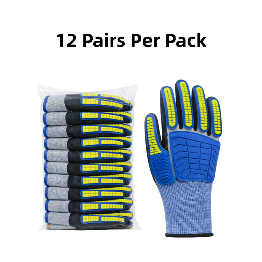 Knit Cut Resistant Work Gloves, Nitrile Coated, HPPE, TPR Back, A5 Cut Level, 18ga, Blue, Pkg Qty 12