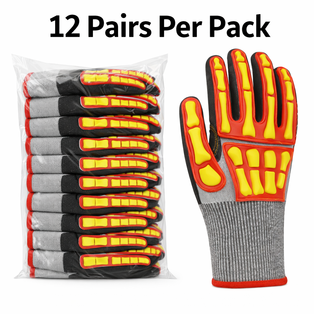 Knit Cut Resistant Work Gloves, Nitrile Coated, HPPE, TPR Back, A5 Cut Level, 18ga, Gray, Pkg Qty 12