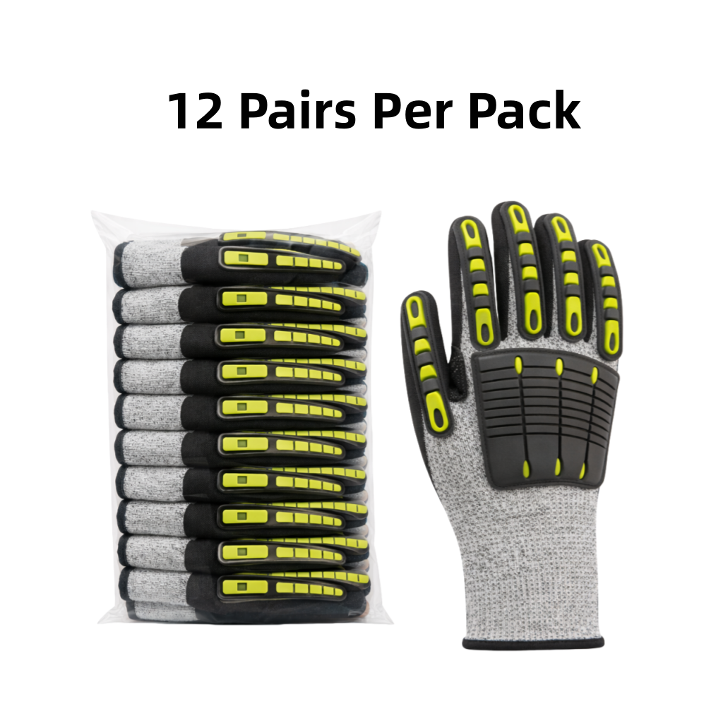 Knit Cut Resistant Work Gloves, Nitrile Coated, HPPE, TPR Back, A5 Cut Level, 13ga, Gray, Pkg Qty 12