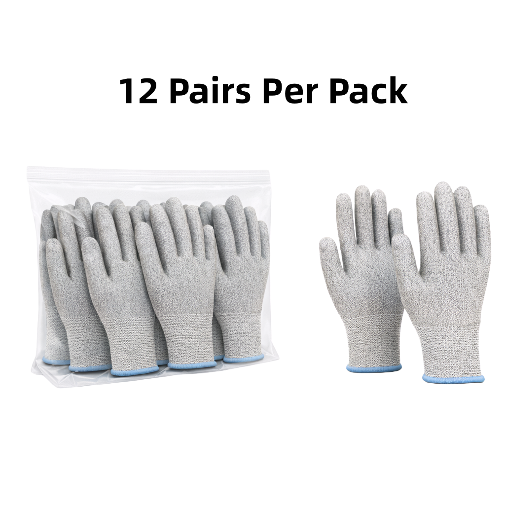 Knit Cut Resistant Work Gloves, Coated, HPPE, A4 Cut Level, 21ga, Gray, Pkg Qty 12