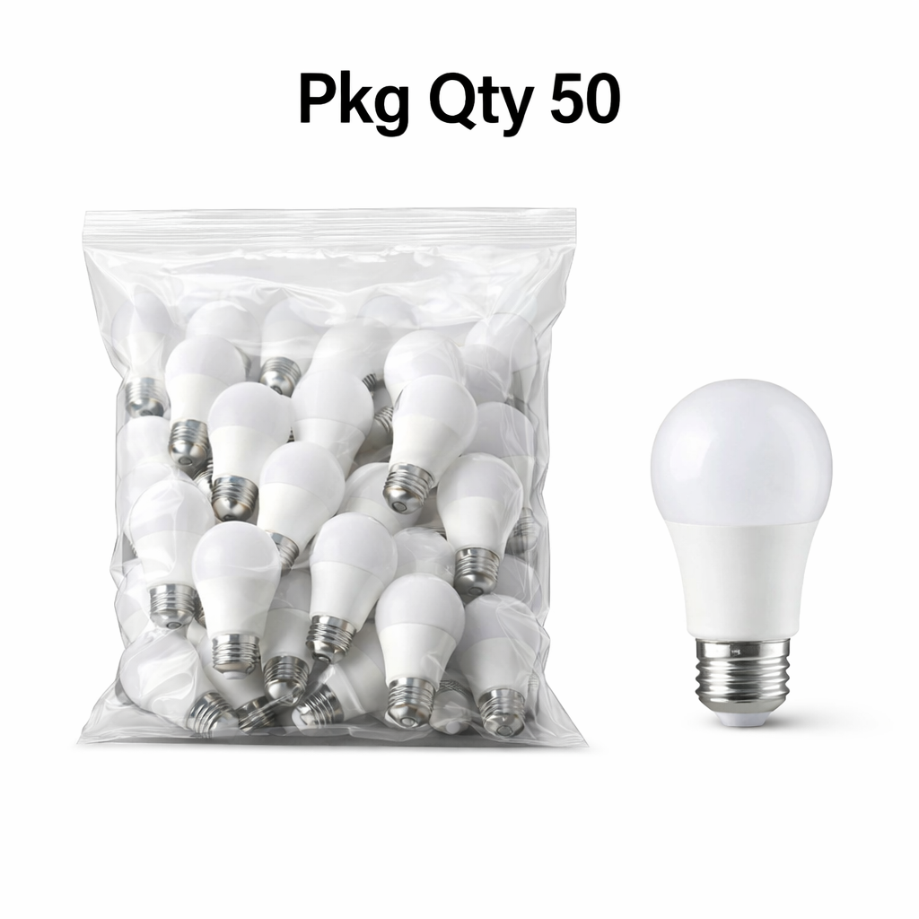 LED Bulb, Plastic Construction, 5W Output, Pkg Qty 50