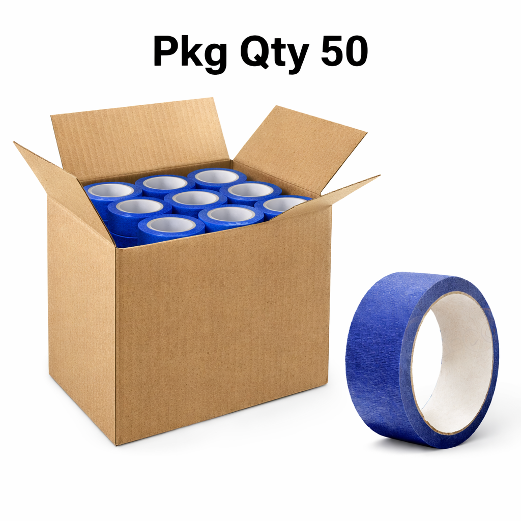 Masking Tape, Crepe Paper Construction, Clean Removal Performance, Pkg Qty 50