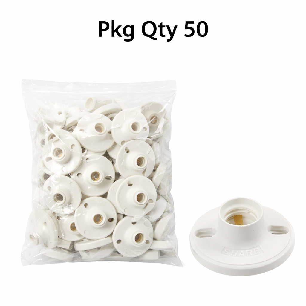 Lamp Holder, Plastic, 60W, Pkg Qty 50