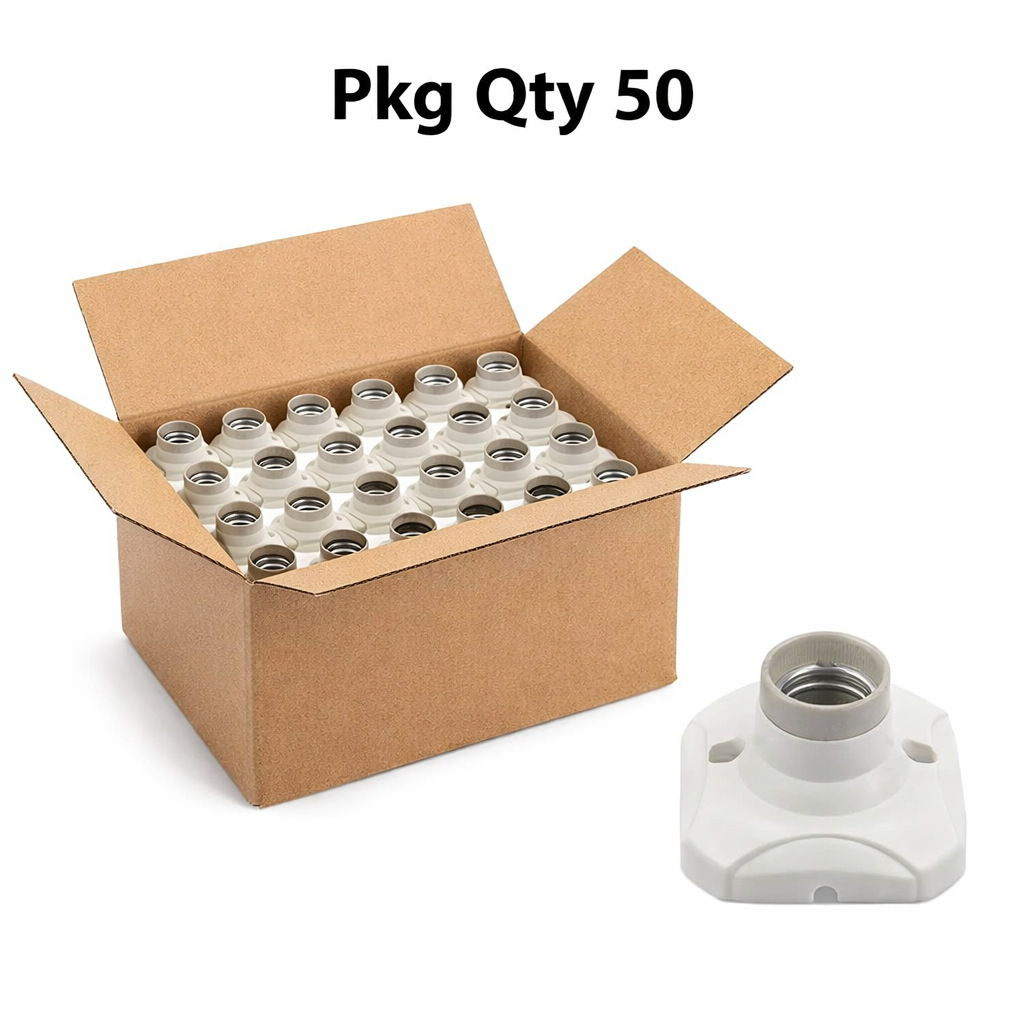 Lamp Holder, PC and Metal Construction, E27 Socket Rating, Pkg Qty 50