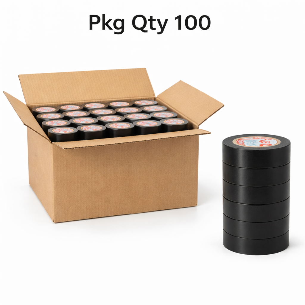 Electrical Insulation Tape, PVC with Rubber Adhesive, Medium Tensile Strength, Pkg Qty 100