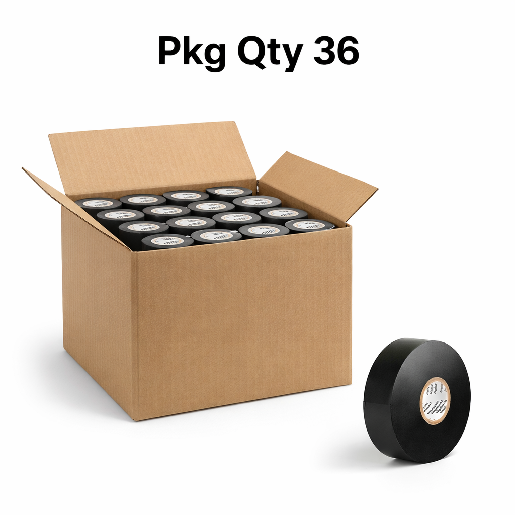 Electrical Insulation Tape, PVC with Rubber Adhesive, Medium Tensile Strength, Pkg Qty 36