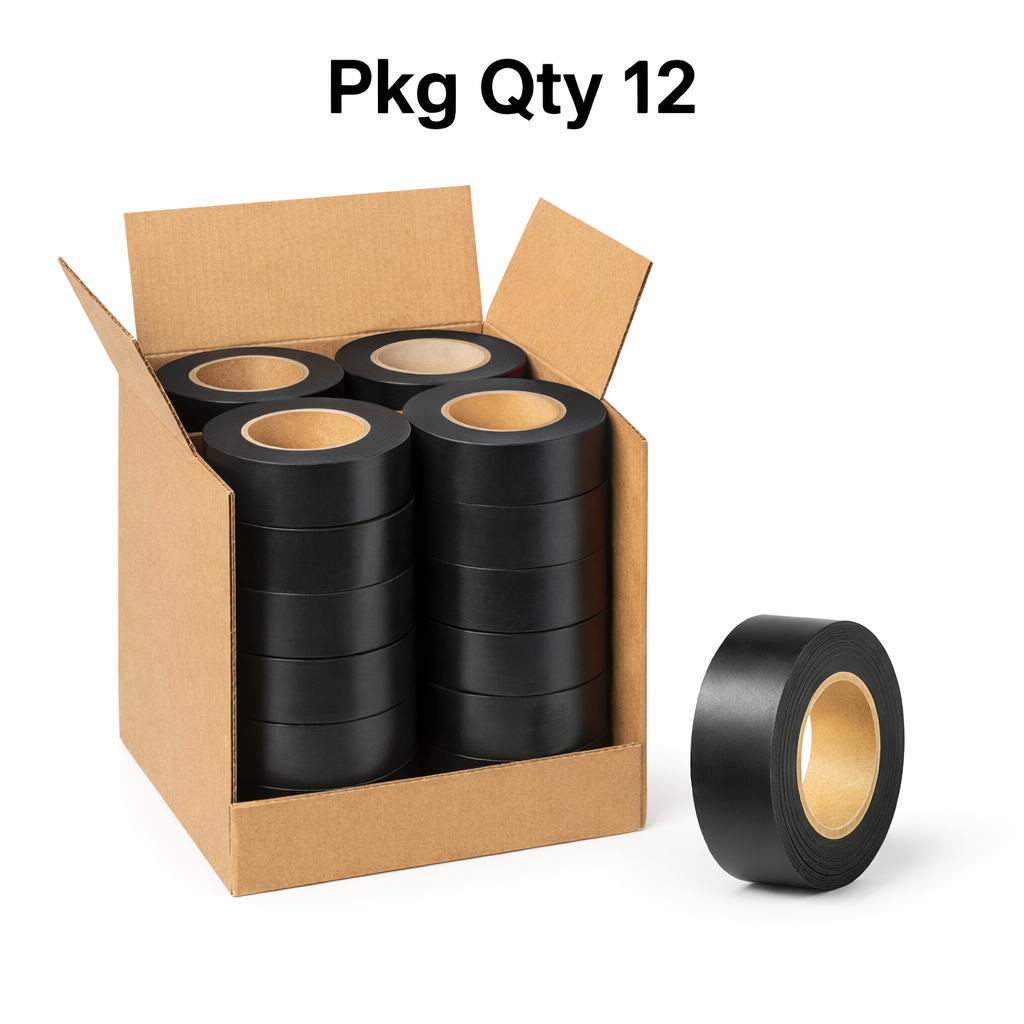 Electrical Tape, PVC with Rubber Adhesive, 600V, 0.0051 inch Thickness, Pkg Qty 12