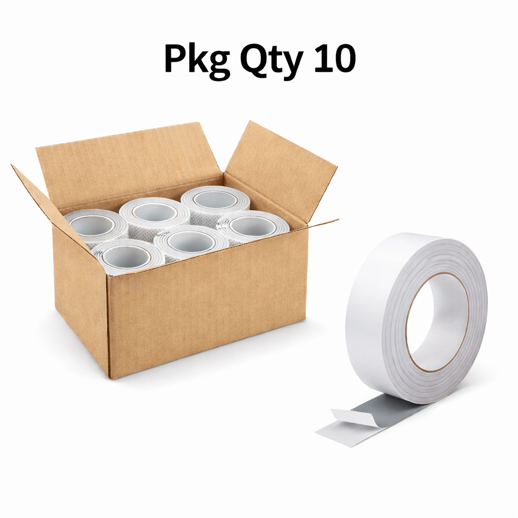 EVA Foam Sealing Tape with White Color, 0.04 inch Thickness, featuring Water Resistance, Soundproofing, and Vibration Absorption for Industrial Use in Warehouse Environments, Pkg Qty 10