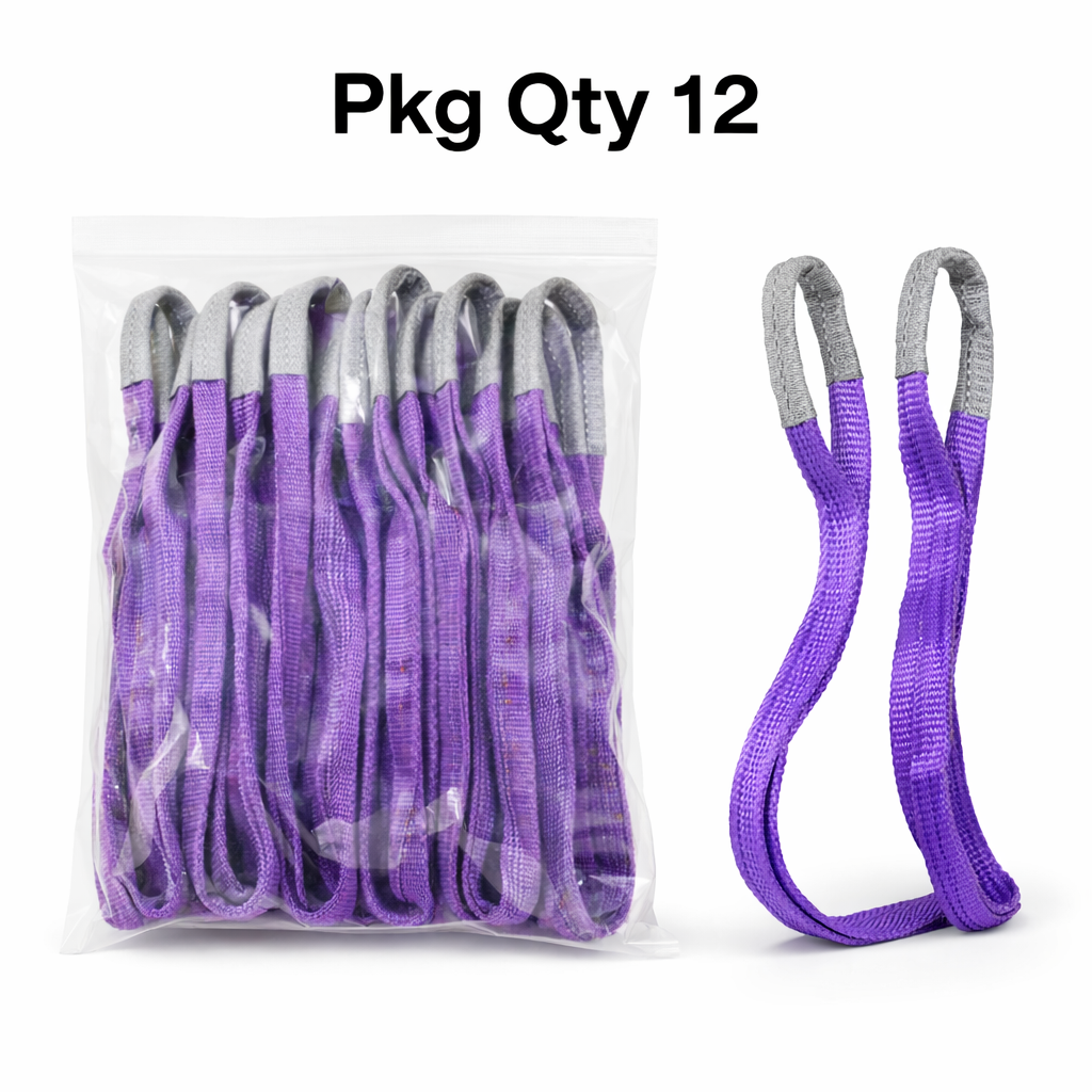Flexible Nylon Sling with 1 Inch Width, 220.46 kN Capacity, featuring Loop Attachment and 1 Meter Eye Length for Heavy Duty Lifting in Industrial Environments, Pkg Qty 12