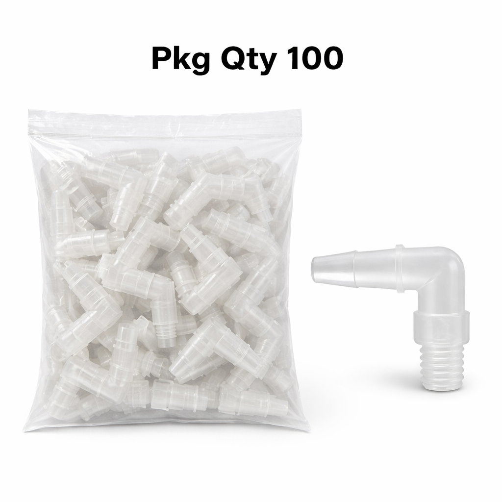 Hose Barb Fitting with Polypropylene Construction, 5/32" Size, featuring Corrosion Resistance for Fluid Transfer in Industrial Environments, Pkg Qty 100