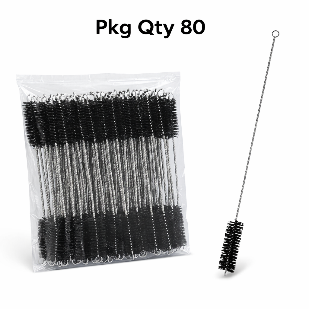 Laboratory Test Tube Brush with Stainless Steel Handle, Nylon Bristles, for Test Tube Cleaning, Pkg Qty 80